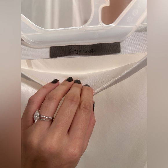 New Enza Costa Satin Bias Cut maxi Skirt in Cloud white split hem revolve - Picture 4 of 6